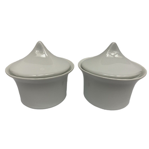 Vintage White Porcelain Lidded‎ Sugar Containers Kaiser Style Set Of 2